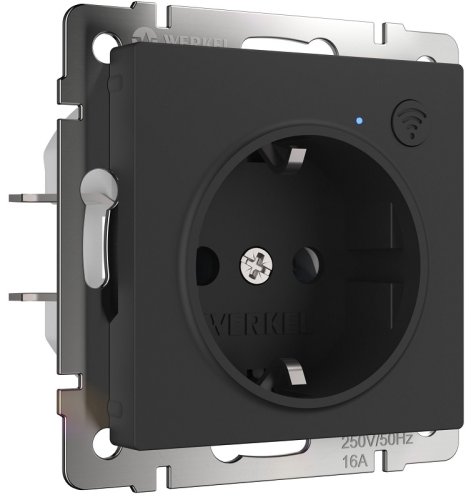 Розетка с заземлением по Wi-Fi без рамки Werkel 1-м. черный матовый картинка